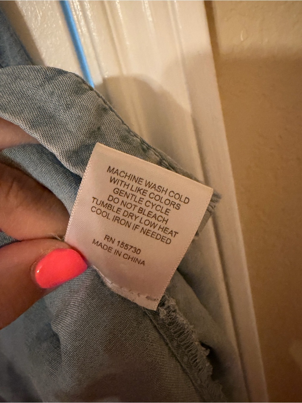 Light Blue Denim Button-Front Women's Top - Picture 3 of 4